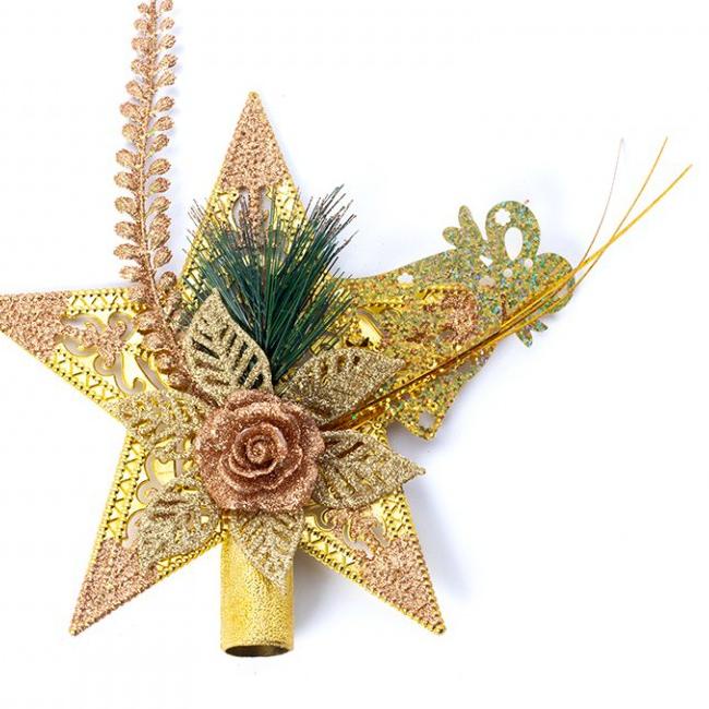 Hot Sale - Hiasan Bintang Pohon Natal / Gold (Besar) - Pucuk Pohon Natal - Aksesoris Bintang Natal .