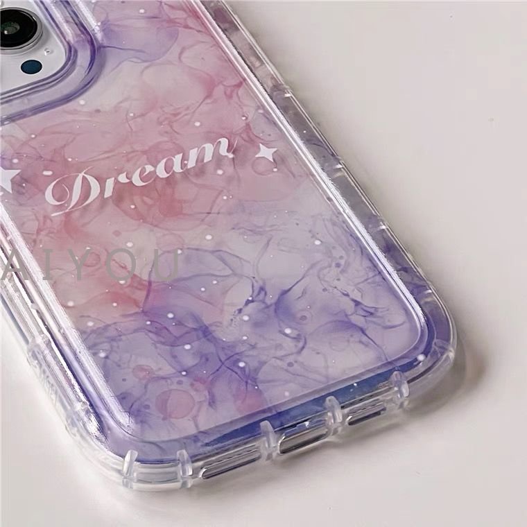 IPHONE Airbag Phone Case Kompatibel Untuk Iphone 14 Pro Max 7 8 6 6S Plus 11 14 13 12 Pro MAX XR X XS MAX Fantasi Lukisan Tinta Langit Berbintang Bulan Bintang TPU Lembut Bening Shockproof Back Cover