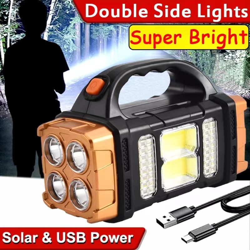 Usb &amp; Tenaga Surya Lampu Kerja Lampu Sorot 40LED+COB Senter IP44 Tahan Air Cahaya Kuat Multi-Fungsi Portabel Lampu Genggam COB Baca Lampu Samping Outdoor Camping Searchlight