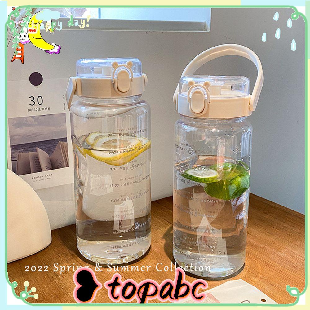 Top 1500ML/2000ML Botol Air Minum Outdoor Plastik Kapasitas Besar Dengan Sedotan