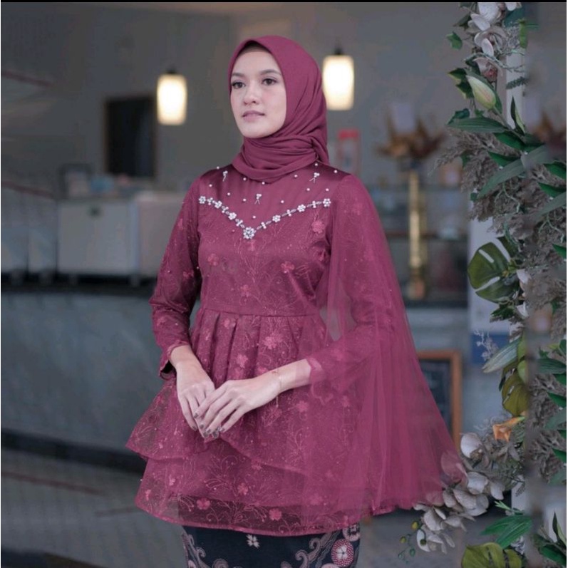 BATIK EXPRESS - NEW ARRIVAL NABILA MARON BAJU KEBAYA BRUKAT TULLE MODERN KEBAYA WISUDA KEKINIAN ATASAN KEBAYA REMAJA DEWASA ALLSIZE KEBAYA LAMARAN BAJU COUPLE TUNANGAN TERBARU 2022