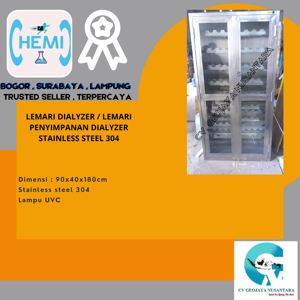 LEMARI DIALYZER / LEMARI PENYIMPANAN DIALYZER STAINLESS STEEL 304