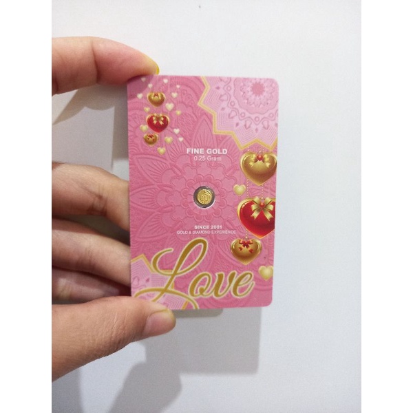 MiniGold Love Series 0.25 gram | emas batangan | logam mulia murni 24 karat | fine gold 99.99%