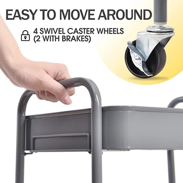 Rak Troli Serbaguna Rak Beroda Rak Dapur Stainless Rak Penyimpanan 3/4/5 Tingkat Rak Kamar Tidur Kamar Mandi Dengan Roda