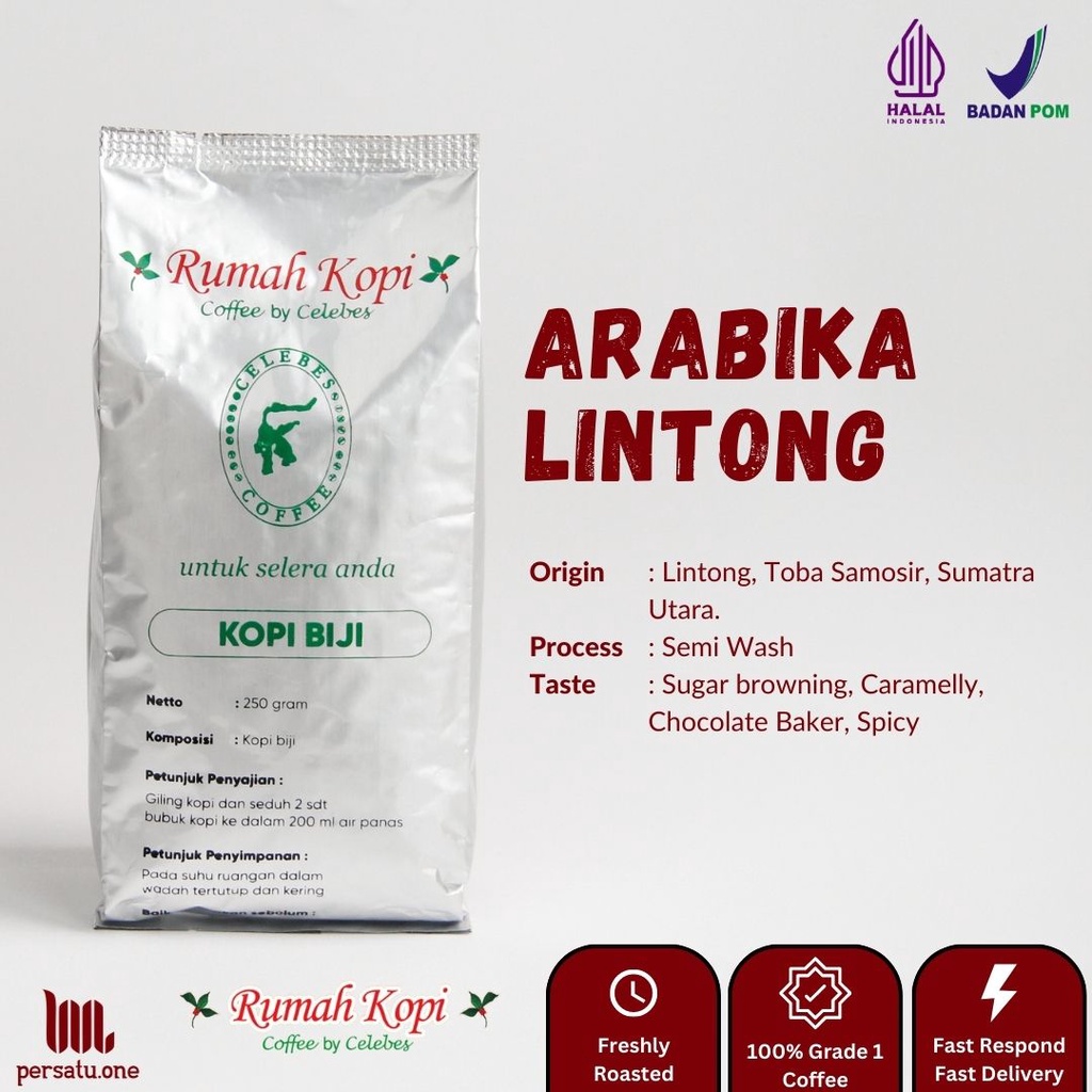 

Kopi Arabika Lintong Biji/Giling Halus/Medium | CELEBES COFFEE | Kemasan 100, 250, dan 500 gram