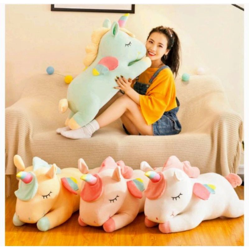 Bantal Unicorn Sayap Lying kuda poni lucu dan lembut 60cm