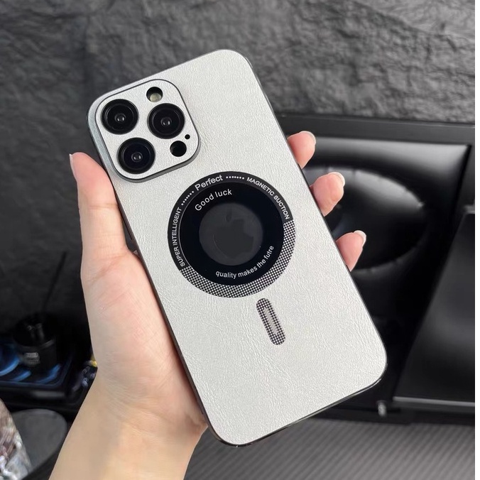 IPHONE Casing Magnetik Bahan Kulit Untuk Iphone14 13 12 Pro Max anti Keringat Matte13 Pro Max Dengan film Pelindung Lensa Akrilik anti Jatuh case