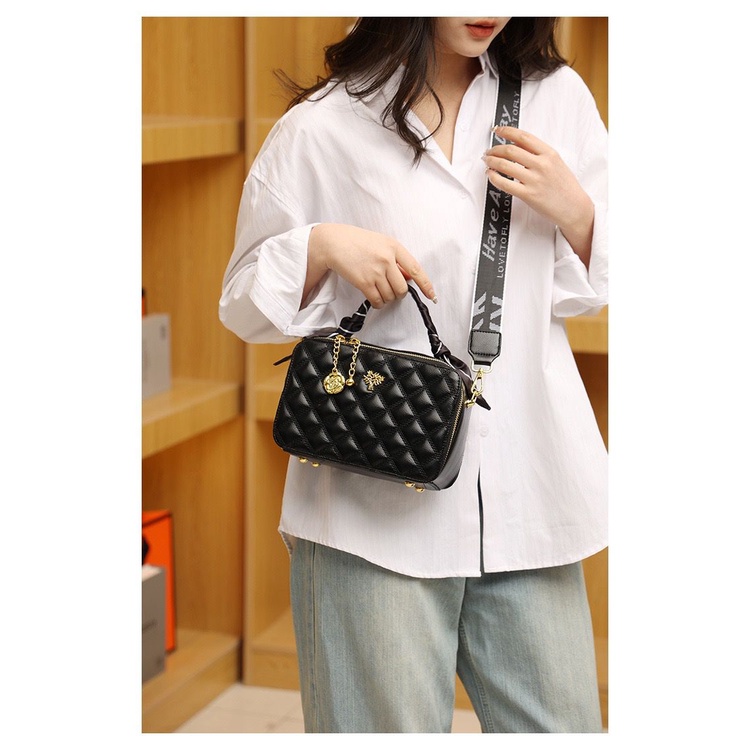 BJ15803 - BLACK/WHITE - TAS SLEMPANG JINJING TOTEBAG HANDBAG WANITA FASHION IMPORT MODIS ELEGAN TERMURAH TERLARIS TERBARU BAGSTORE JAKARTA TAS BATAM EL5803