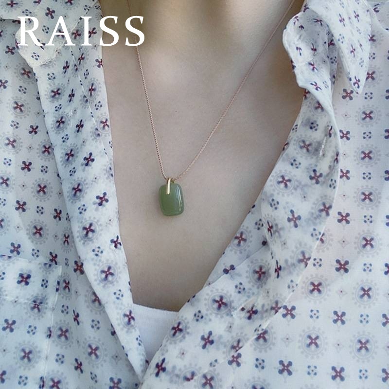 Kalung Wanita Liontin Giok Hetian Natural Alami Premium Tidak Luntur Tidak Alergi