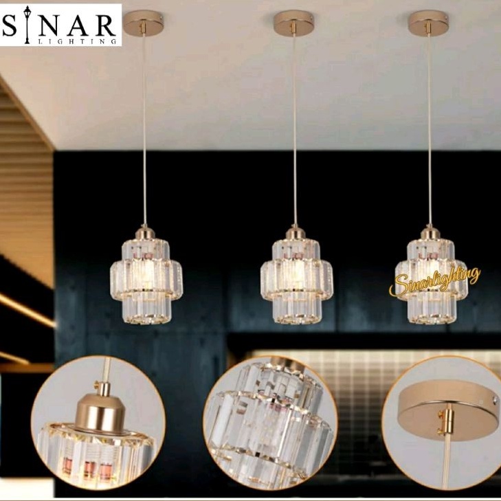 Lampu gantung tunggal kristal gold 31001