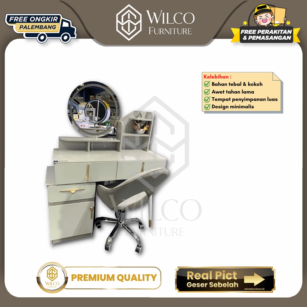 Meja Rias Kaca Bulat Minimalis / Meja Rias Murah-Palembang
