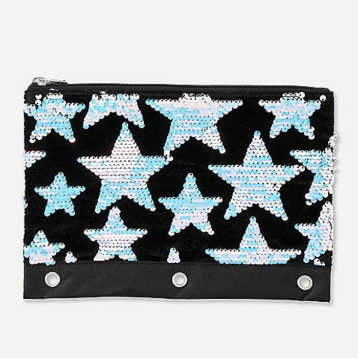 

JUSTICE STAR VELVET SEQUIN PENCIL CASE - TEMPAT PENSIL JUSTICE