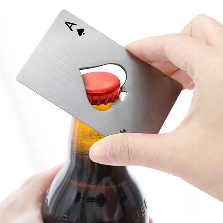 (KARTU) Pembuka Botol Stainless Kartu Poker AS / Ace Card Bottle Opener / Kartu Pembuka Tutup Botol Bir/pembuka tutup botol motif kartu remi/poker