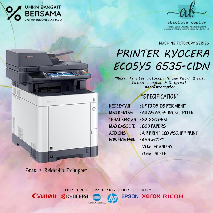 MESIN FOTOCOPY KYOCERA WARNA M6535cidn M-6535-cidn PRINTER COLOUR LOW COST PRINTING