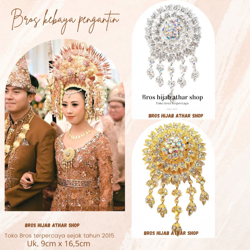 Bros Kebaya Pengantin/Bross Besar/Bros Bunga Juntai /Bros Mewah Kutubaru Emas Perak Jumbo