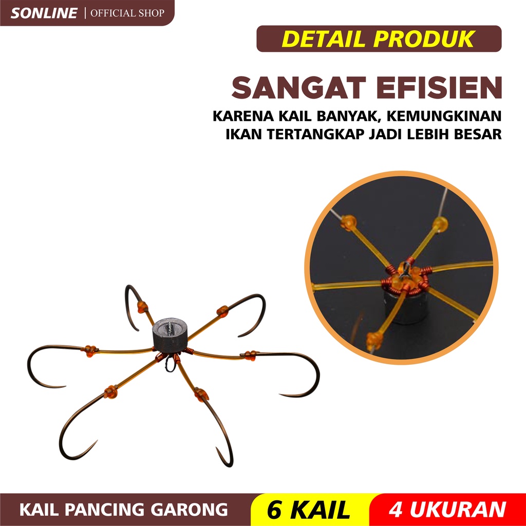 SONLINE  Pancing / Mata Kail / Kail Garong Kembang 6 mata kail