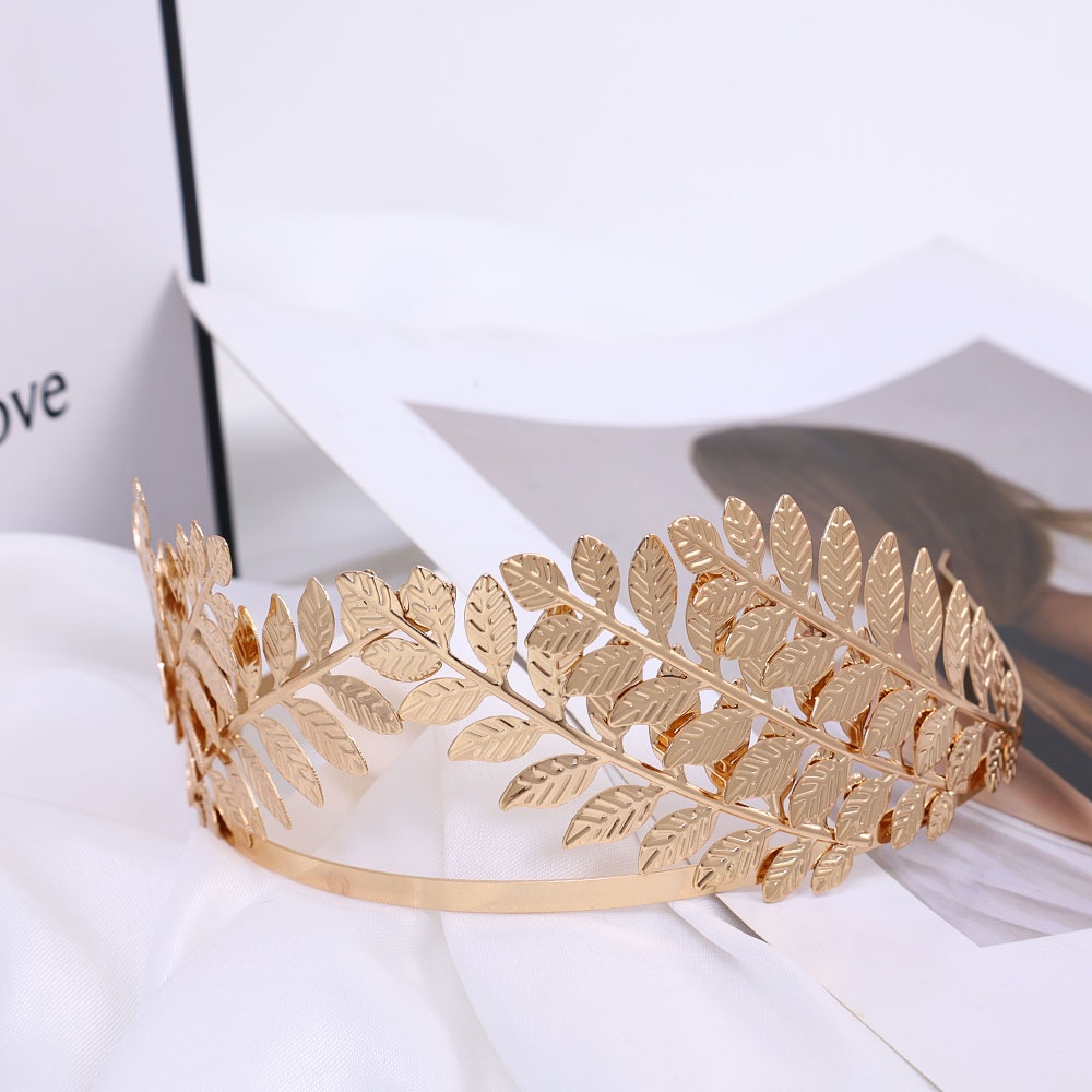 Ladies Vintage Mutiara Emas Daun Wreath Hair Crown Aksesoris Rambut Pengantin Wanita Pesta Pernikahan Dekorasi Hiasan Kepala Hiasan Kepala Kostum Cosplay Bando