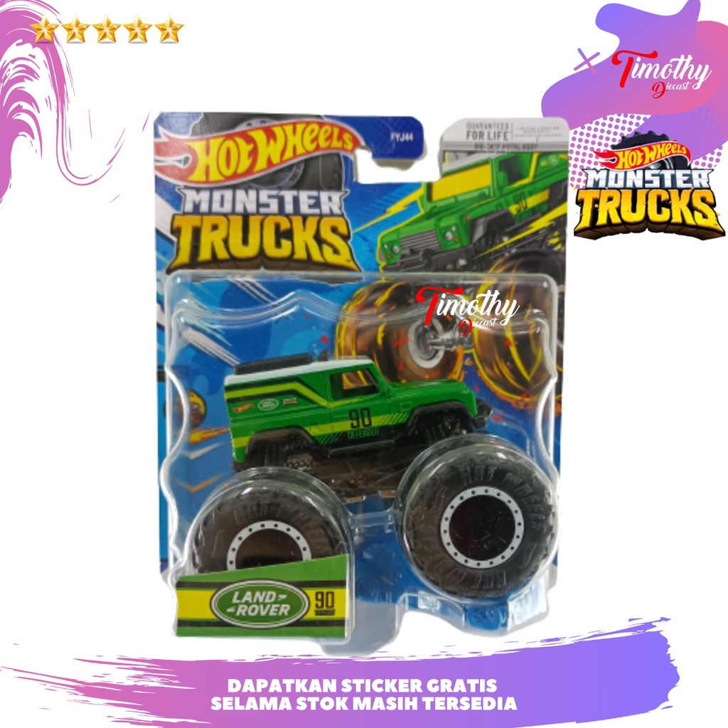 Hot Wheels Monster Trucks Land Rover 90 DEF Hijau LIFETIME WARRANTY