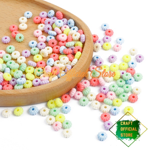 50 Pcs Manik Mote Stoper Garis 8mm Pastel Mini