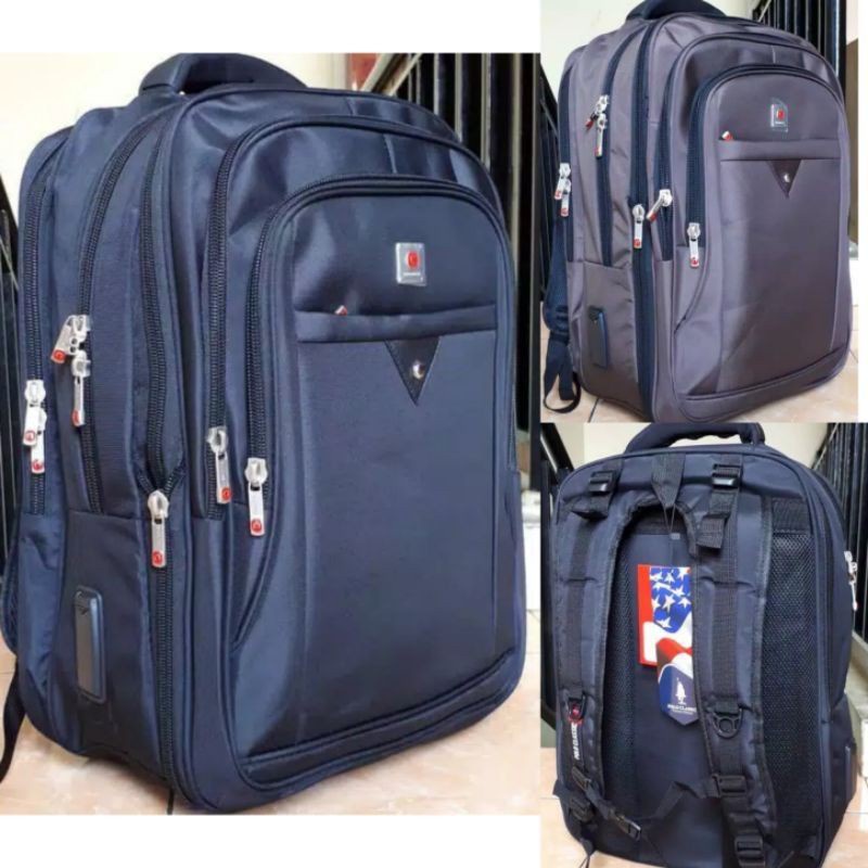RANSEL IMPOR JUMBO UKURAN 20 INCH LAPTOP MERK POLO SUPER WARNA HITAM COKLAT DAN BIRU NAVY-1