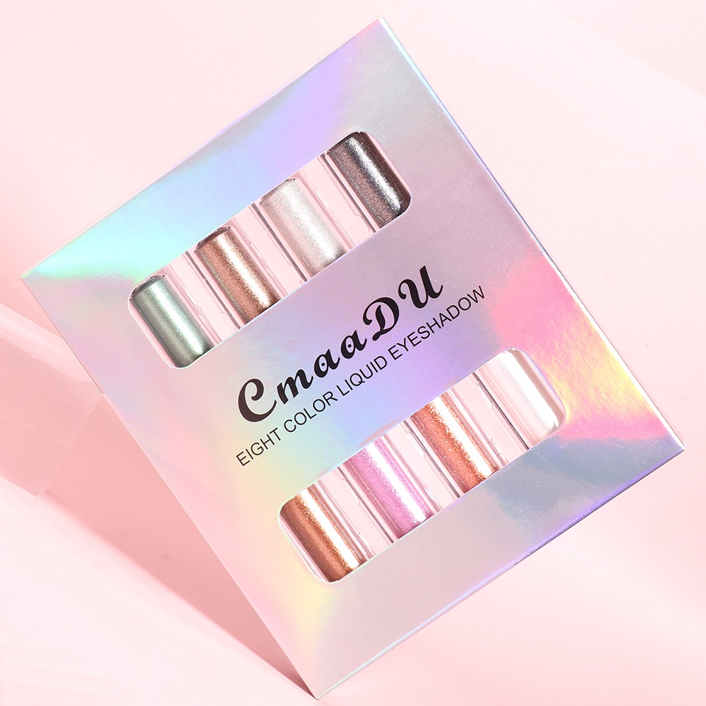 CMAADU Double Head 8 Colors Liquid Glitter Eyeshadow 4pcs/box Pearlescent Waterproof Lasting Shiny