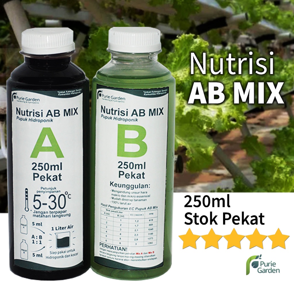 Pupuk Nutrisi AB Mix Sayuran Buah Cabe Bunga Cair 250ml Pekat PG KDR