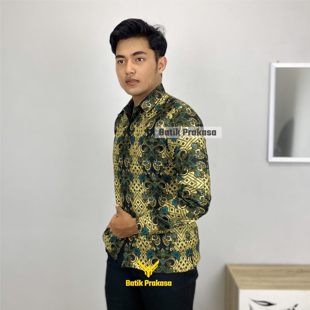 Kemeja Batik Pria Prakasa Motif Balakosa Slimfit Lengan Panjang Batik Solo