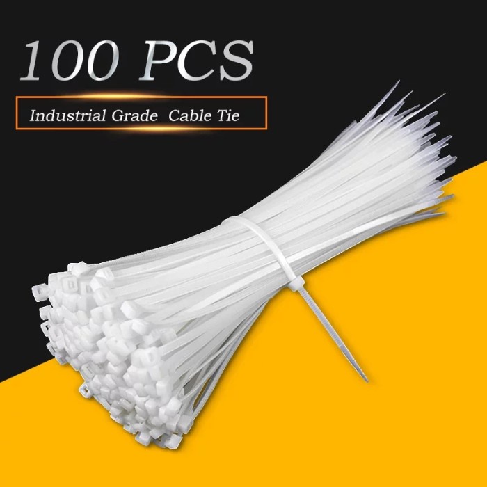

GRATIS ONGKIR Kabel Tis 25 cm X 4.8mm Cable Ties Putih isi 100pcs Code 2635