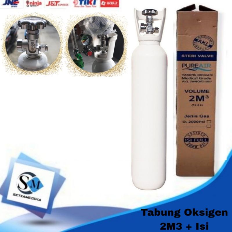 Tabung oksigen 2m3 + isi / Tabung oksigen pure air 2m3