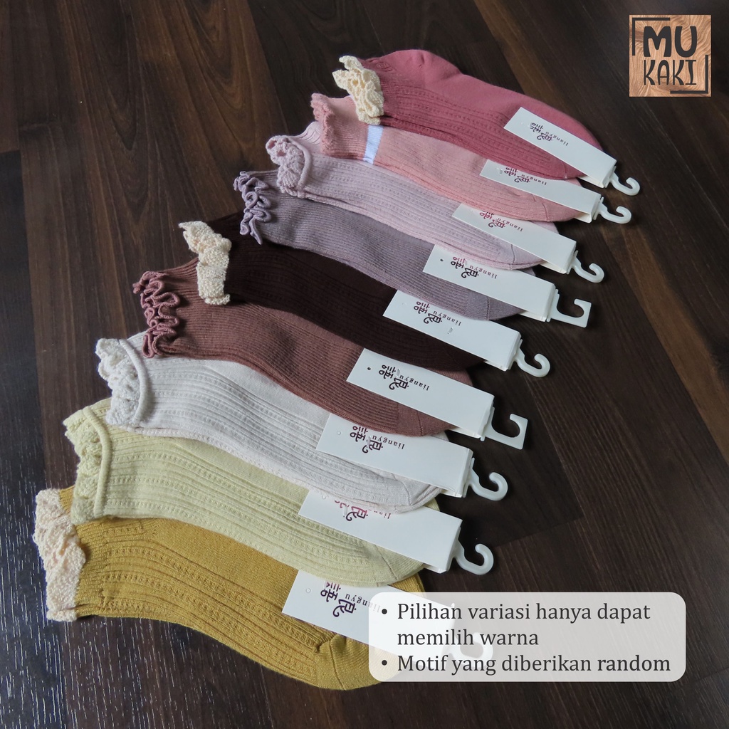 Kaos Kaki Mata Kaki / Ankle Shabby Chic Aksen Renda Warna Warni Mukaki