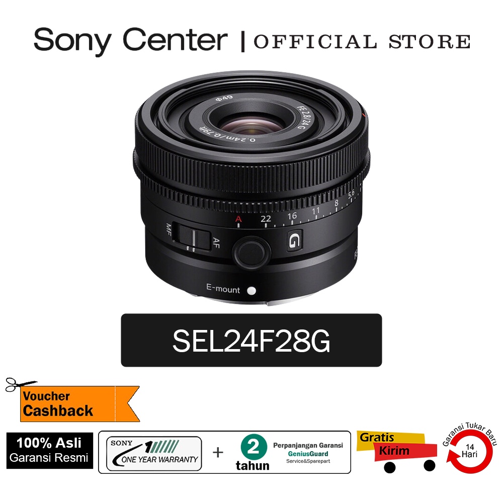 SONY CENTER SONY FE 24mm F2.8 G / Lensa Sony G Fix 24mm full-frame / Lensa Wide sudut lebar seri G /