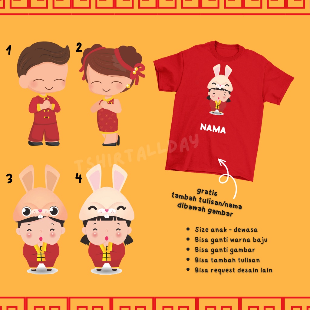 Tshitrallday Kaos Premium Imlek Baju Imlek keluarga anak couple