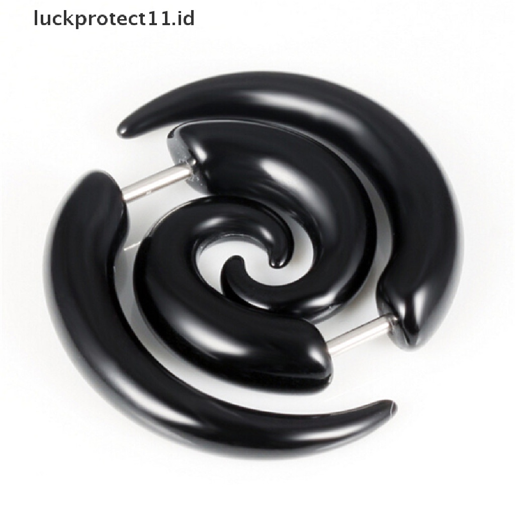 /Fashion Hot// Fashion// Fashion Keren Punk Stud Earrings Rock Pria Anting Hitam Wanita PVC Anti Alergi Anting.