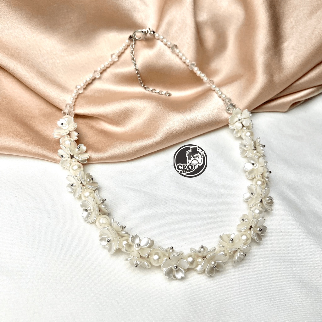 READY STOCK CRYSTAL BEADS NECKLACE PREMIUM  - KALUNG DAILY HIJAB FASHION HANDMADE LAYER CHOKER KOREAN NECKLACE KONDANGAN  Kalung Mutiara Aesthetic Manik Hijab NonHijab Choker