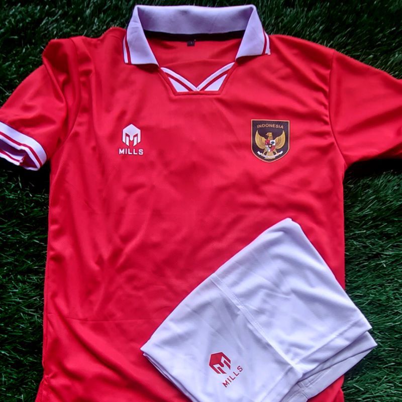 Baju Kaos Jersey TIMNAS Polo Kerah MILLS Sepakbola INDONESIA Home Away