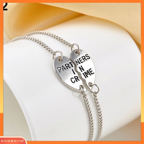 [WONE] 2pcs Wanita Break Hati Rantai Pasangan Sahabat Saudara Gelang Hadiah