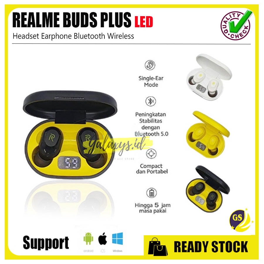 HEADSET BLUETOOTH REALME BUDS PLUS LED AIRDOTS TWS MODEL TOUCH