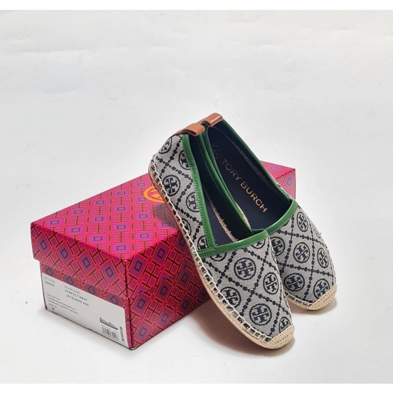 TB T MONOGRAM ESPADRILLE PERFECT NAVY JACQUARD   6 6.5 8 8.5 9.5 10