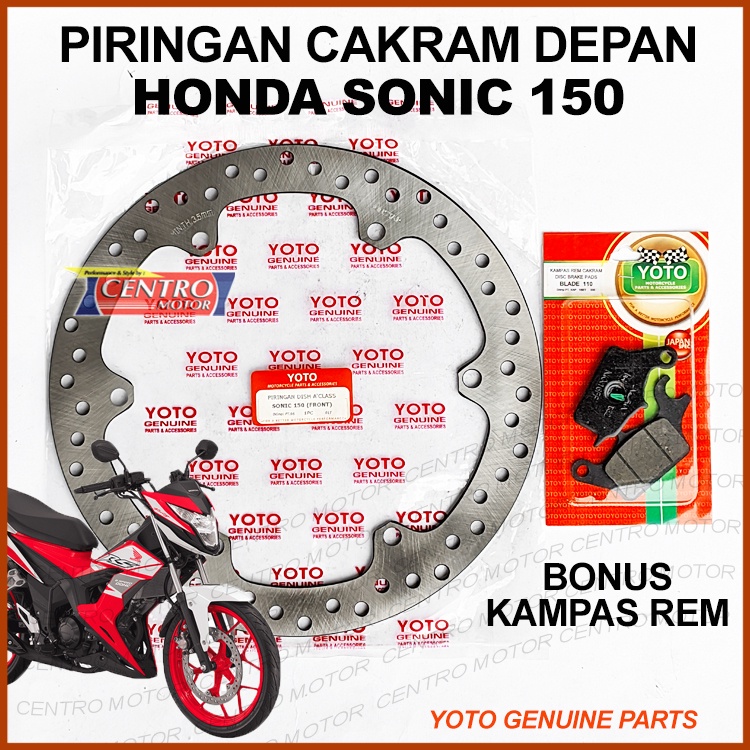 PIRINGAN CAKRAM DEPAN SONIC 150. BONUS KAMPAS REM. YOTO GENUINE PARTS