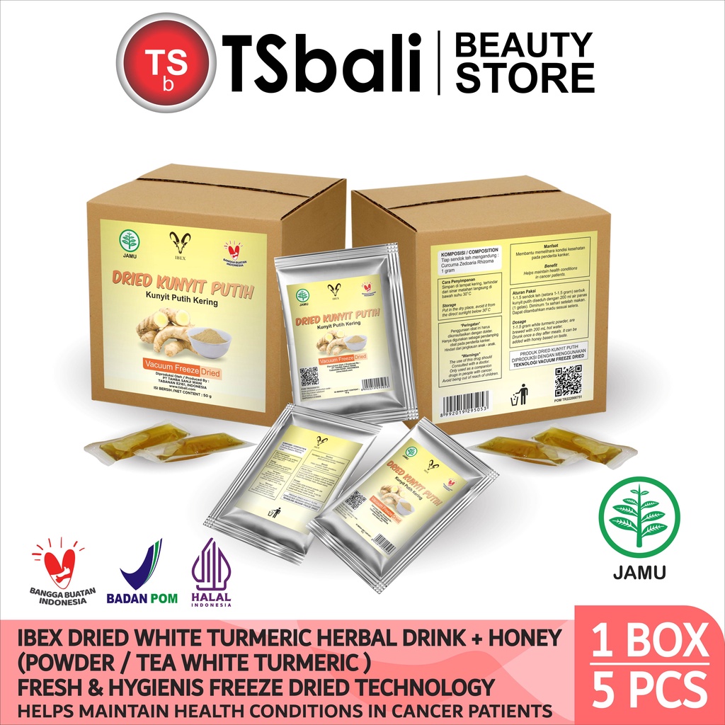 

IBEX Jamu Kunyit Putih ( Serbuk / Teh Kunyit Putih ) Fresh & Hygienis Freeze Dried Technology 10gr x 5 sachet
