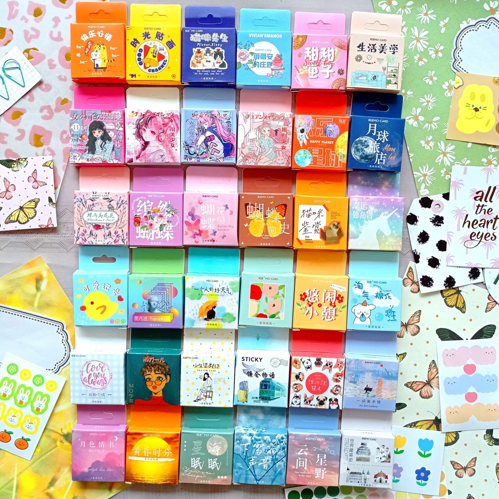 

46pcs Aesthetic Stiker Pack Box Murah Dekorasi Hias Diary/Journal/Scrapbook/DIY