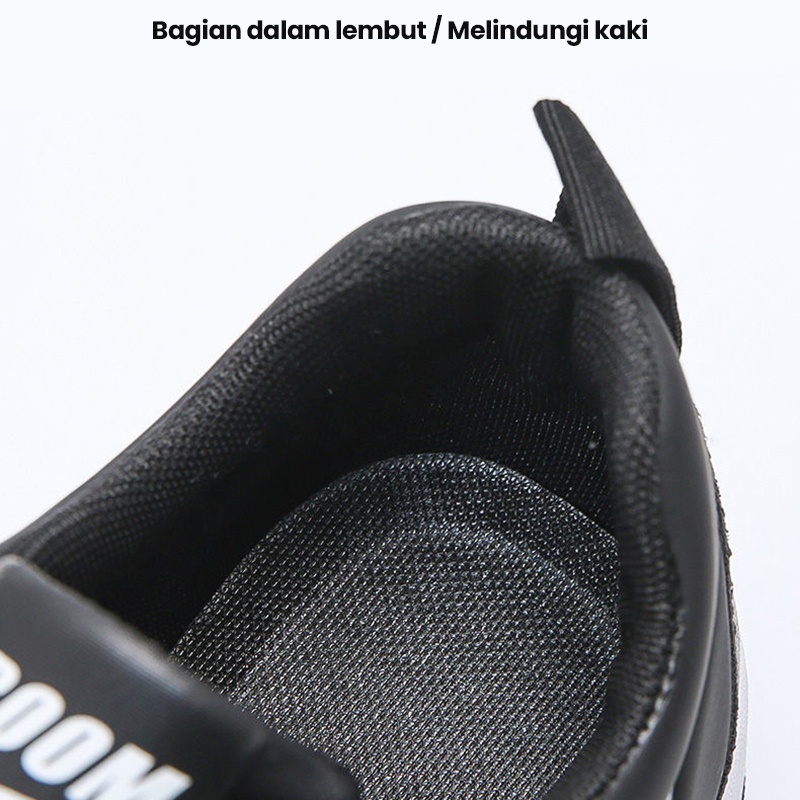 Mainland Sepatu Sneakers Pria Hitam Fashion Sport Bahan PU Daily Shoes Outdoor MC424