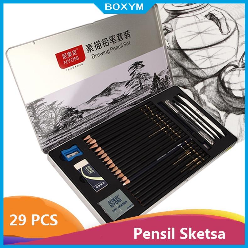 

NYONI SKETCH DRAWING PENCIL SET 29 PCS / PENSIL LUKIS SKETSA SET LENGKAP / PENSIL GAMBAR TERLARISS...,,,,,