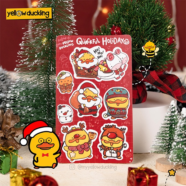 

STICKERS - ITIK CHRISTMAS QUACKFUL HOLIDAY EDITION STICKER SET - STIKER ITIK NATAL SANTA RUSA - YELLOW DUCKLING HANDDRAWN LIBURAN MR ITIK - LIMITED EDITION - JURNAL STUDYGRAM DOFF MATTE FINISH WATERPROOF