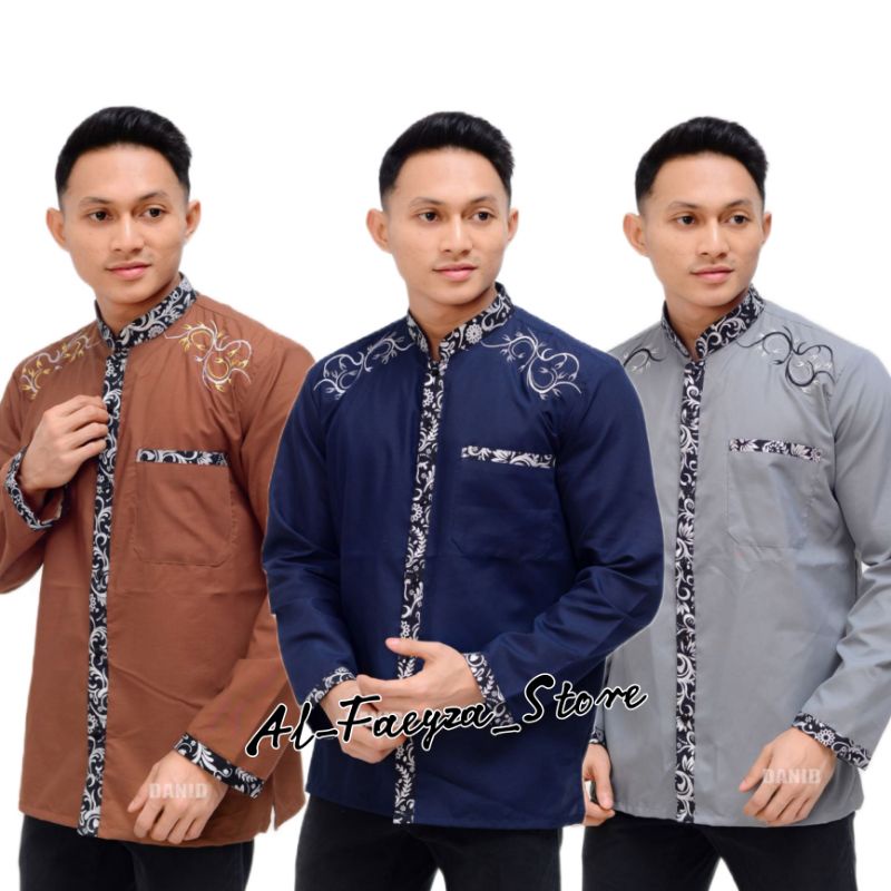 Koko Batik Fashion Muslim Kombinasi C07 Al Haramain Hijau M/L/XL Dewasa