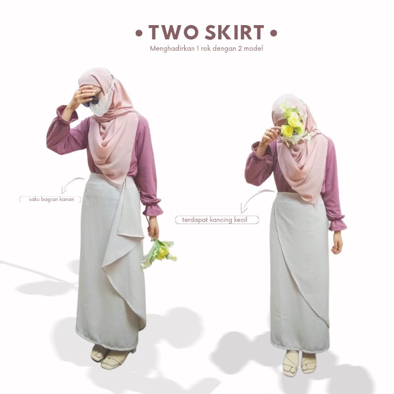 TWO SKIRT / rok korean / rok span / rok kekinian / rok murah / rok wanita / rok linen / rok kain