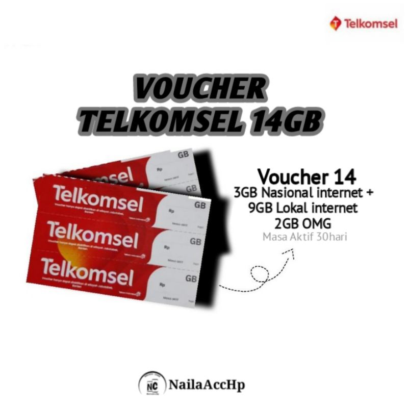 VOUCHER INTERNET TELKOMSEL 14GB MASA AKTIF 30Hari VOCHER DATA INTERNET OMG