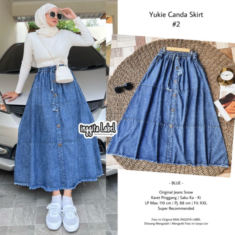 YUKIE CANDA SKIRT #2 BY INGGITA LABEL / ROK JEANS WANITA MUSLIMAH / Skirt jeans muslimah premium