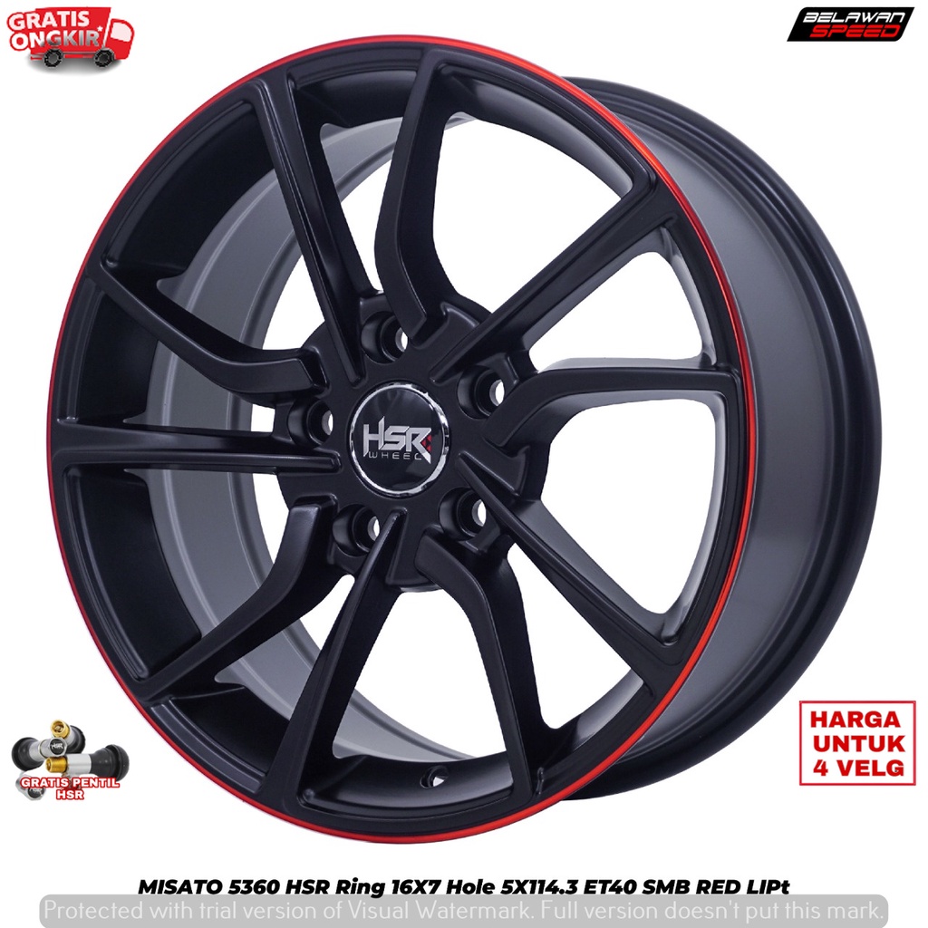 VELG MOBIL RACING RING 16 HSR MISATO PCD 5X114,3 UNTUK ERTIGA INNOVA XPANDER CAMRY CIVIC FD
