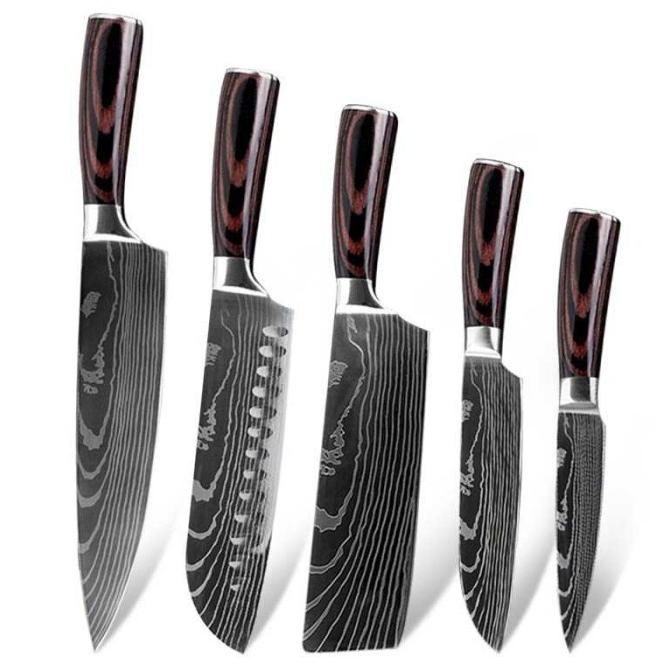 Pisau Dapur Set Damaskus 5 Pcs Original Chef Damascus Pattern